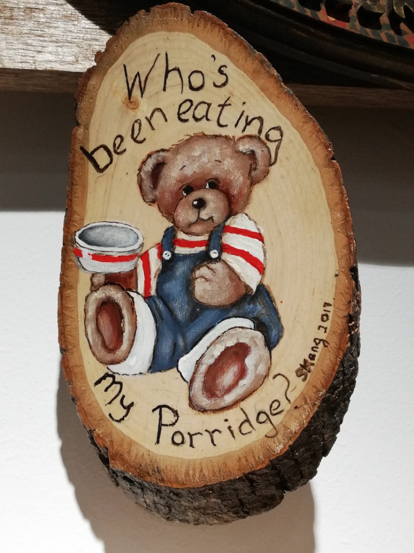 Teddy Bear Painting Handpainted Wall Plaque Design Craft Art