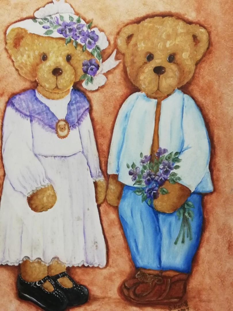 Teddy Bear Painting Handpainted Wall Decoration Design Craft