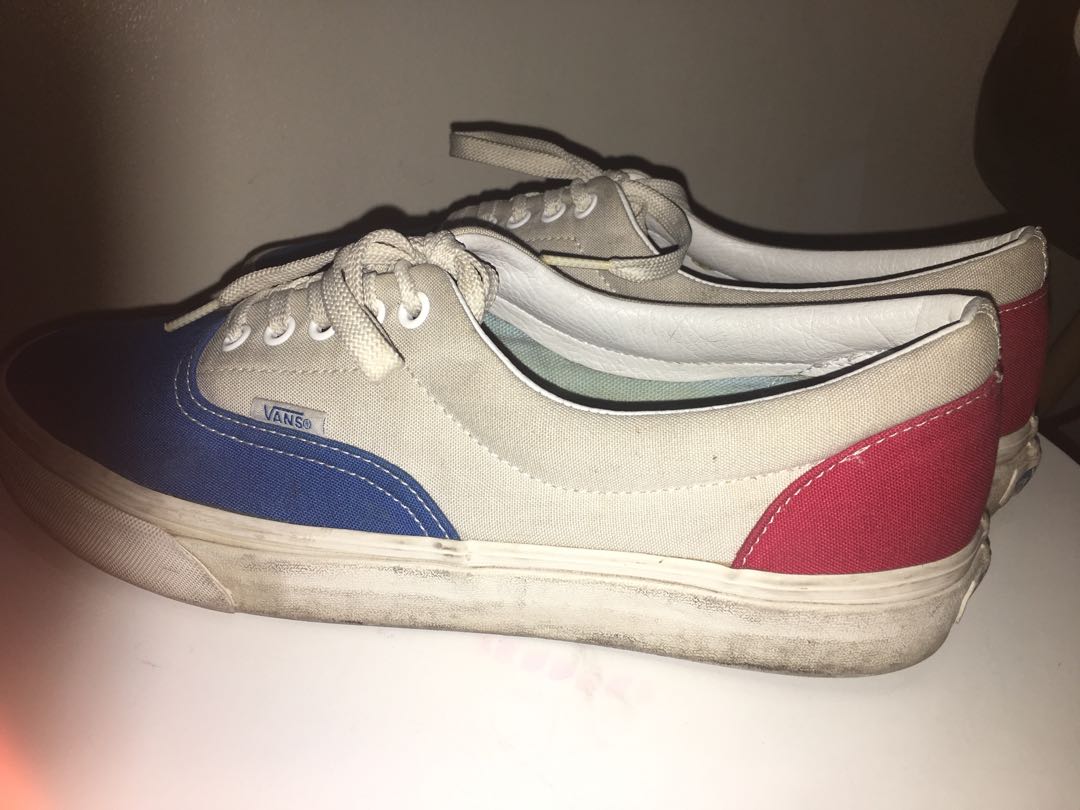 red and blue vans shoes