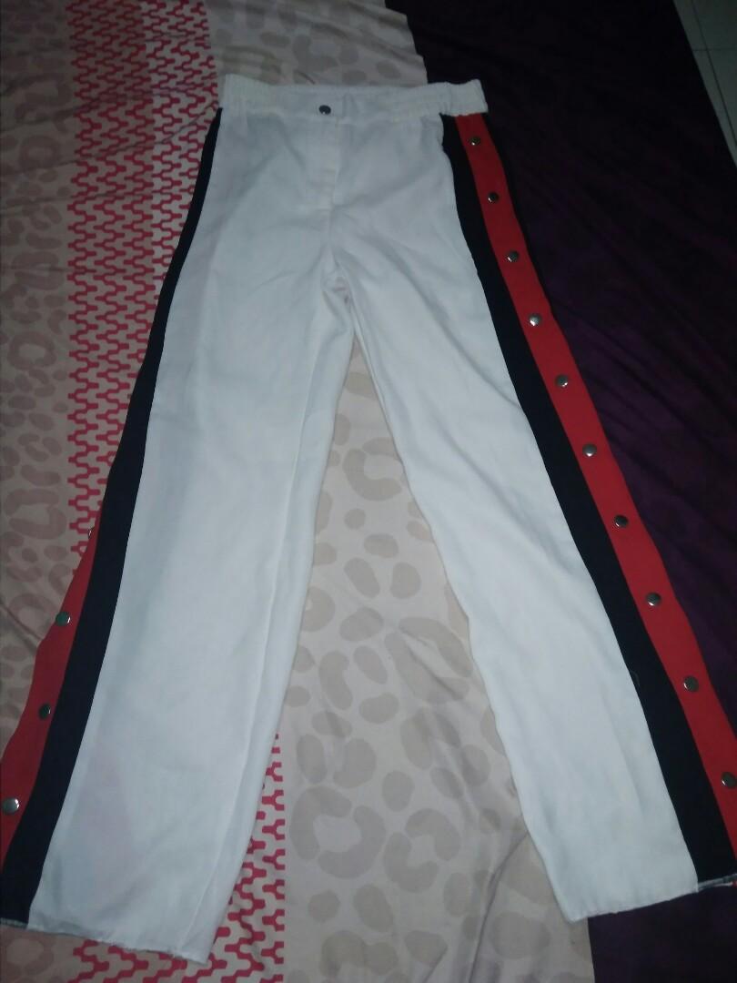 white pants with red stripes