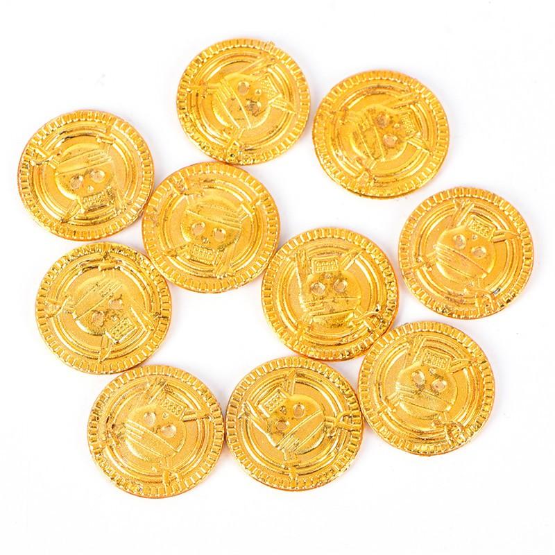 Wholesale 100pcs Sets Plastic Pirate Gold Play Coins Birthday