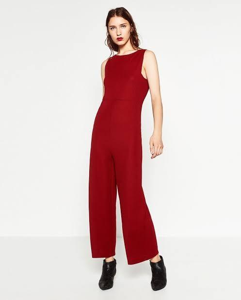 zara red jumpsuit