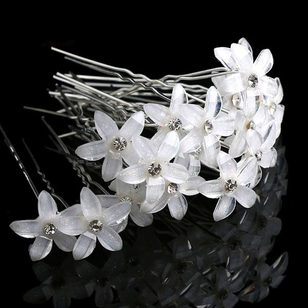 10pcs Wedding Bridal Bridesmaid Flower Hair Pins Hair Clips U Pins