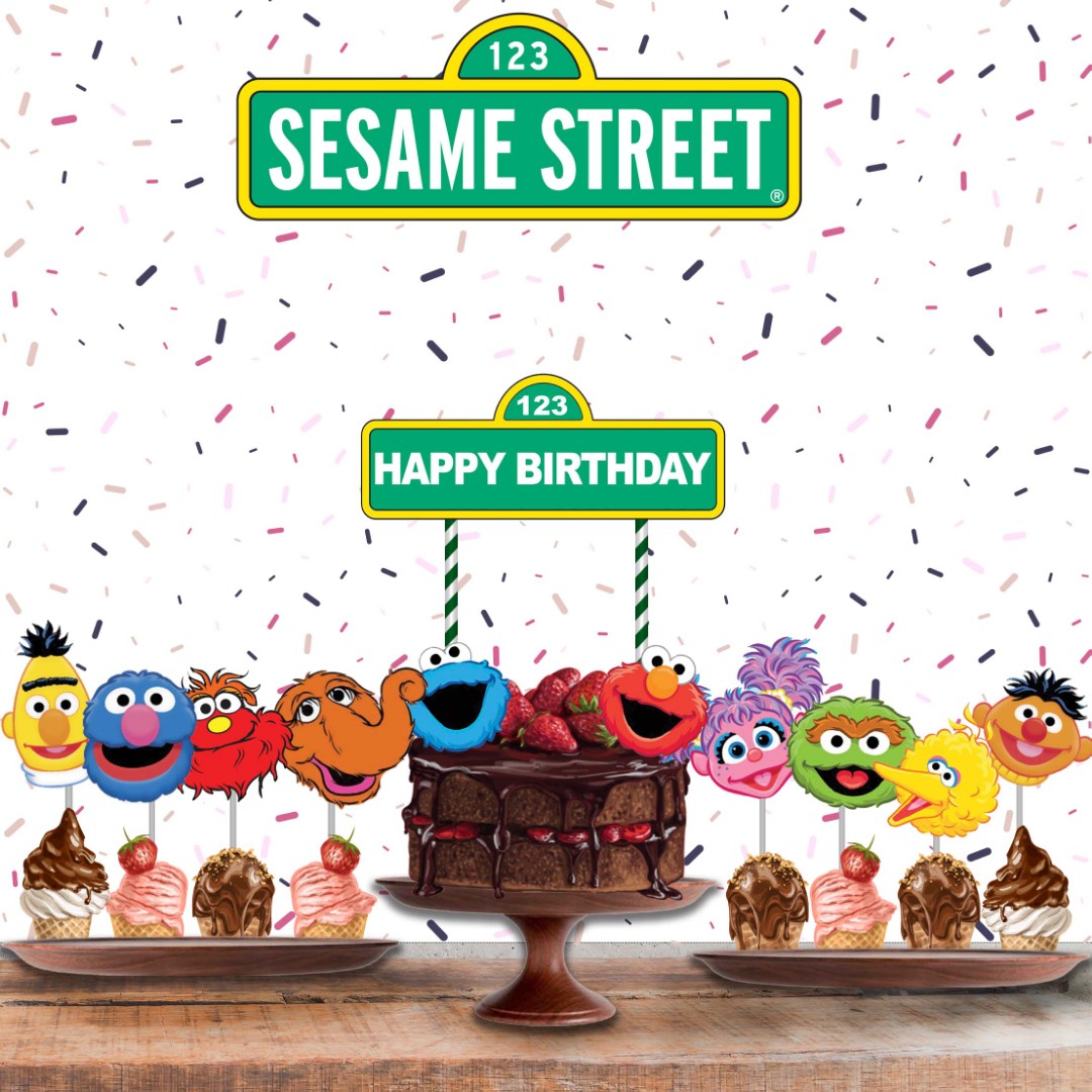 1set 12 Sesame Street Elmo Cookie Monster Big Bird Oscar Birthday