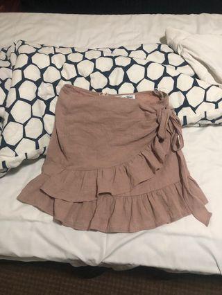Pink tie up frill skirt