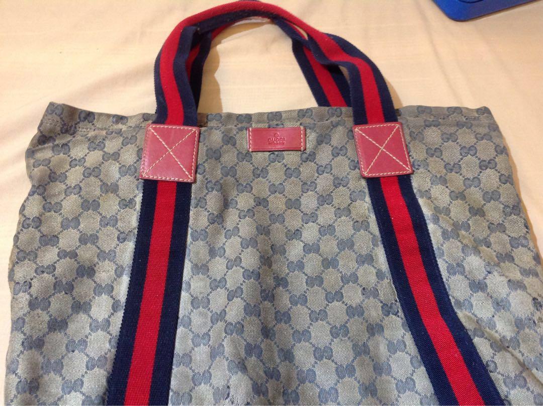 Authentic Gucci (Category: Luxury Bags & Wallets) located in Paranaque City. Submitted by french21closet (Listing ID 225128212, Image 1). Description: 100% wAuthentic Gucci Open Tote bag Needs for restoration as the crystalized color style is not visible anymore, that’s the major flaws but inside interior still good for serious buyers only PM me if interested/SMS 09174506853.