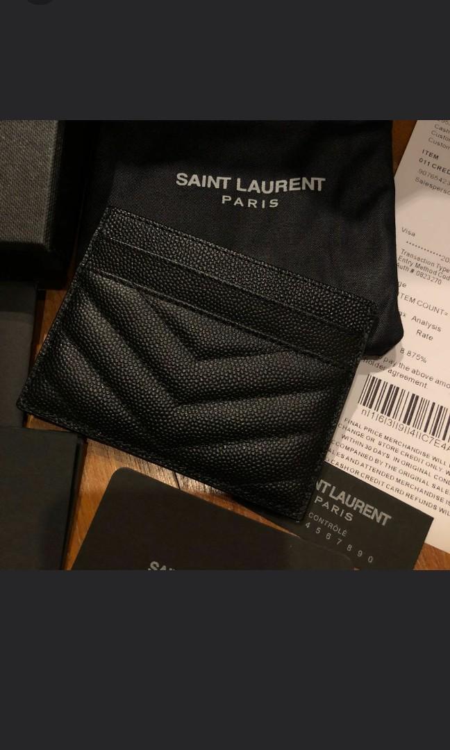 SAINT LAURENT Calfskin Star Print Card Case White 780848