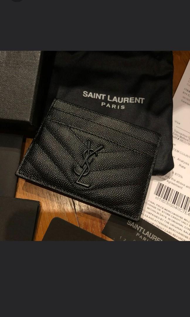 SAINT LAURENT Calfskin Star Print Card Case White 780848