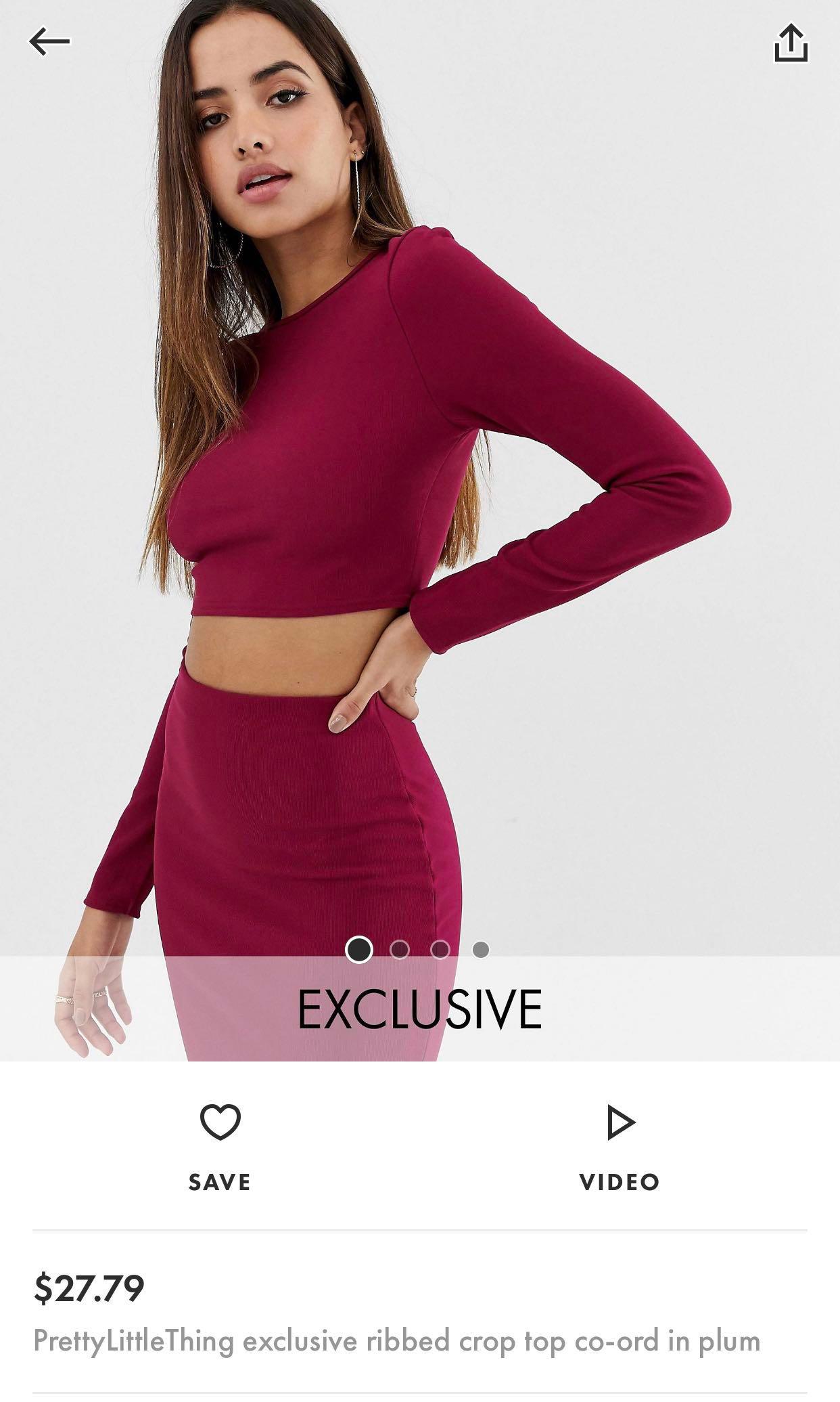 BNIP] ASOS Exclusive PrettyLittleThing Co-ord Ribbed Crop Top in Plum,  Women's Fashion, Tops, Sleeveless on Carousell