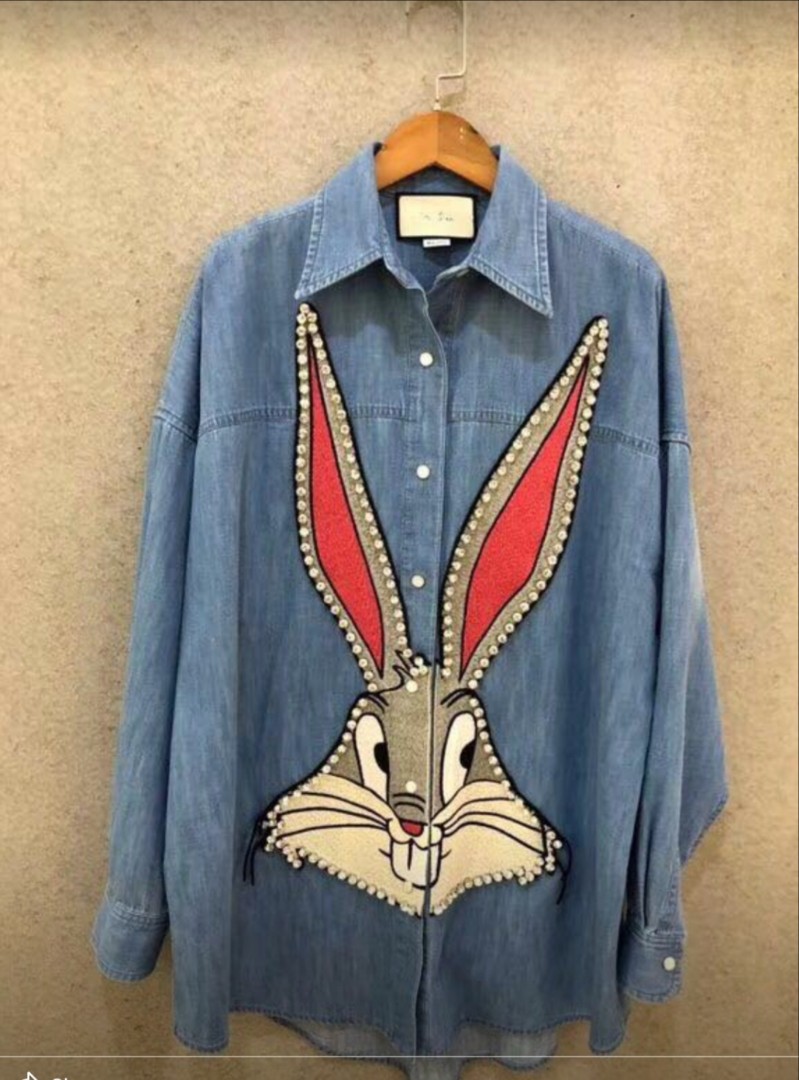 Gucci Bugs Bunny Denim Shirt, Women's Fashion, Coats, Jackets and 