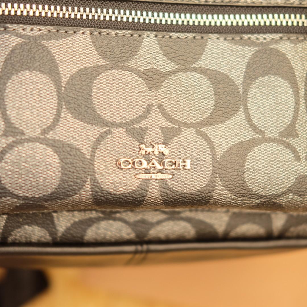 COACH Mini Backpack Black Silver Metallic Signature Coated Canvas Smooth Leather F39511 Women s Fashion Bags Wallets Cross body Bags on Carousell
