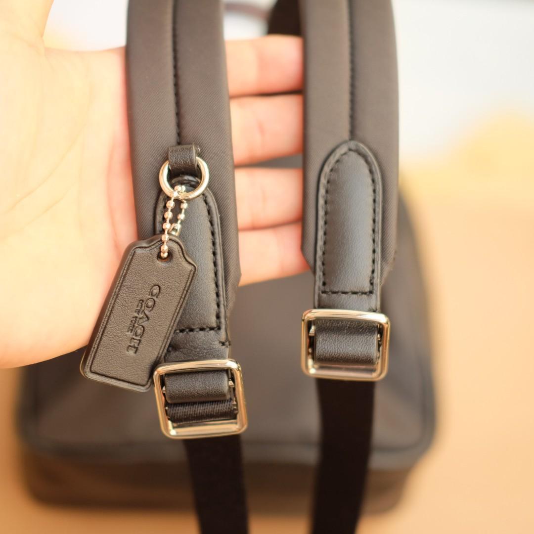 COACH Mini Backpack Black Silver Metallic Signature Coated Canvas Smooth Leather F39511 Women s Fashion Bags Wallets Cross body Bags on Carousell