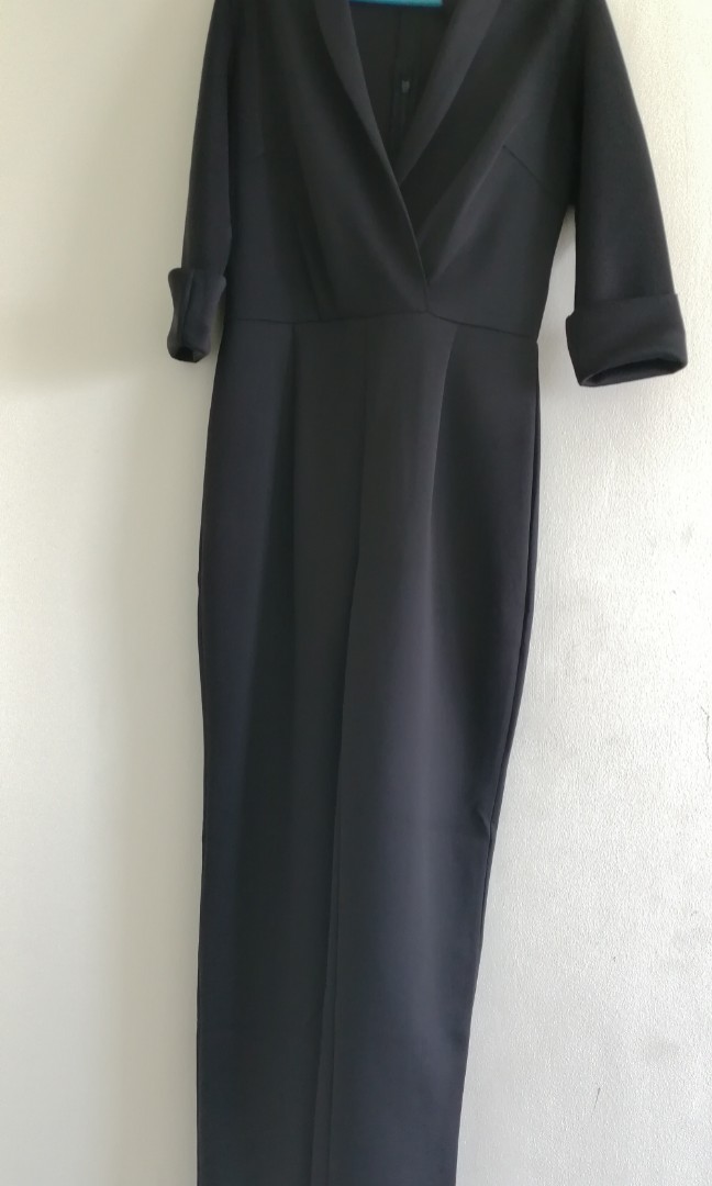 black cocktail pantsuit