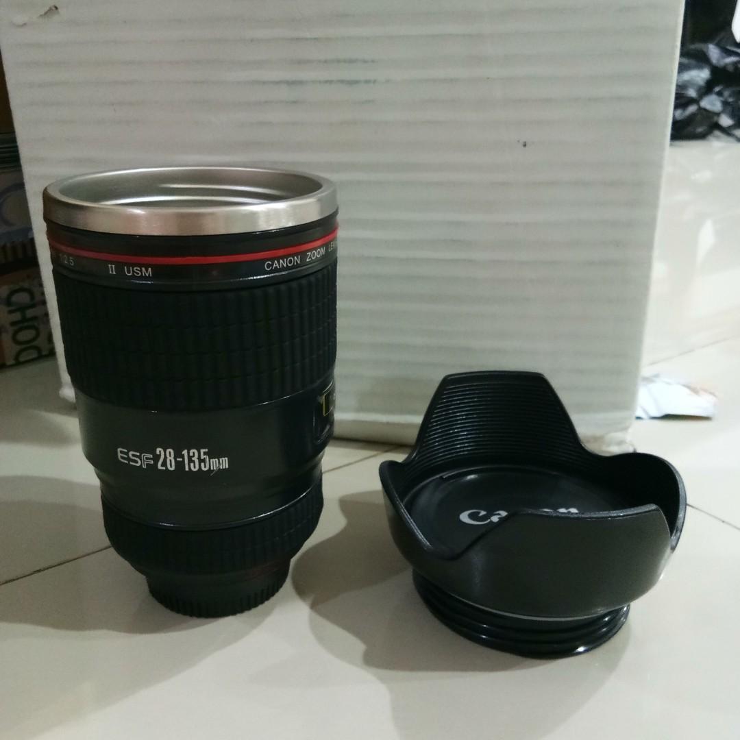 sold gelas botol minum model lensa canon