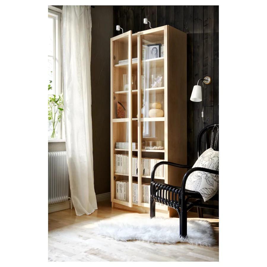 IKEA OXBERG birch glass doors (fits BILLY bookcase), Furniture & Home
