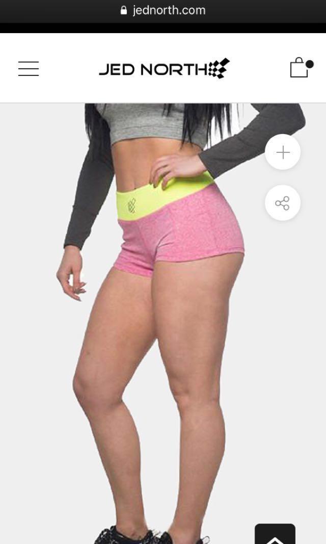 Jed North Gym Short Shorts Yellow Pink XS Women s Fashion