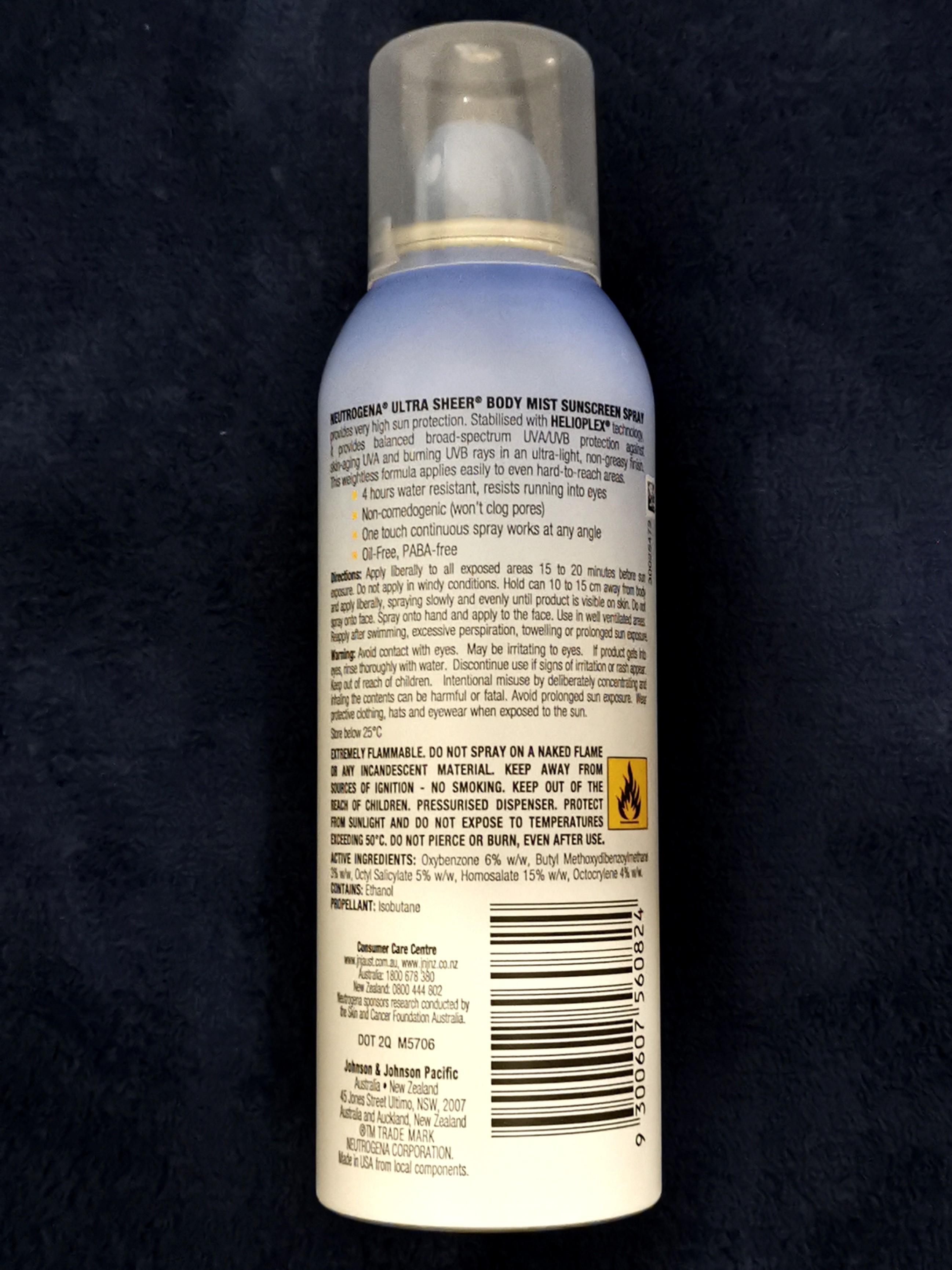 Neutrogena Sunscreen Spray Ultra Sheer Body Mist, Beauty & Personal