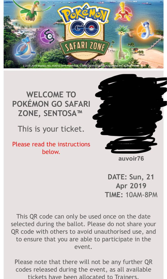 Safari Zone Tickets April 21st PokeGo, Tickets & Vouchers, Event