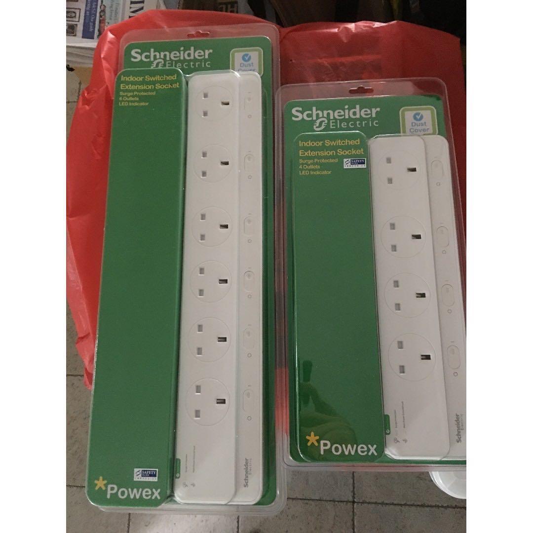 Schneider Electric Powex 13A Switched Extension Socket with Surge