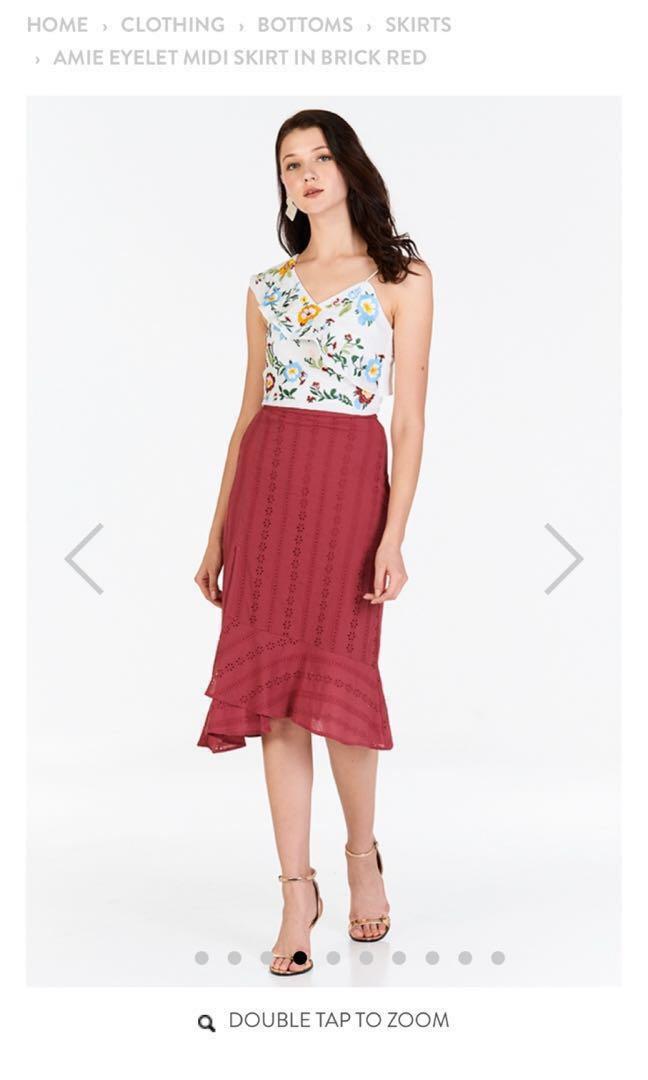 Brick red midi skirt online