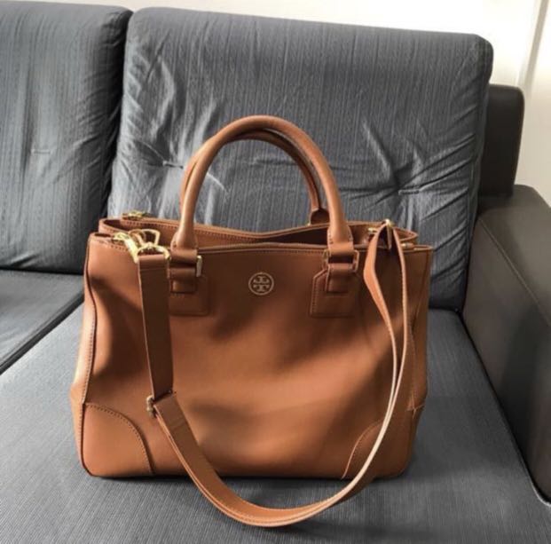 Descubrir 105+ imagen tory burch brown leather handbag