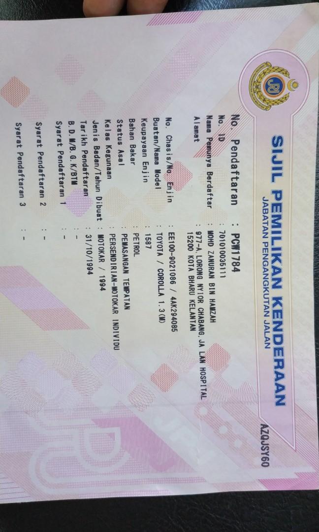Tahun No Plat Kenderaan Kelantan Nuring