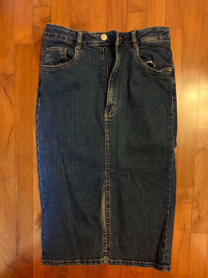zara denim pencil skirt