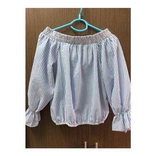 日貨 Retro girl 一字領澎袖上衣