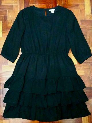 H&M Ruffled Black Dress