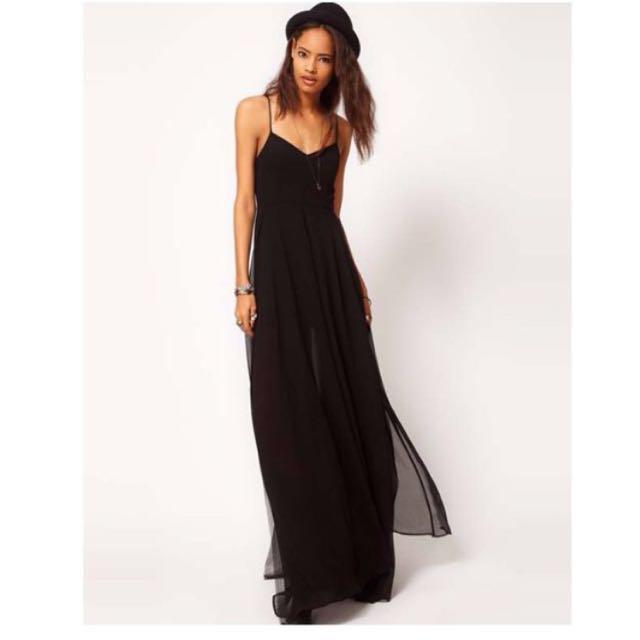 black chiffon maxi dress