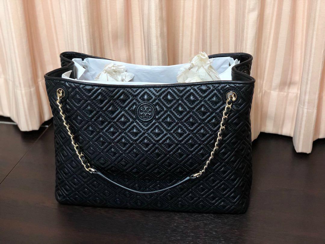 Black Tory Burch Marion Diamond Quilted Leather Tote Shoulder Bag, Women's  Fashion, Bags & Wallets, Shoulder Bags on Carousell