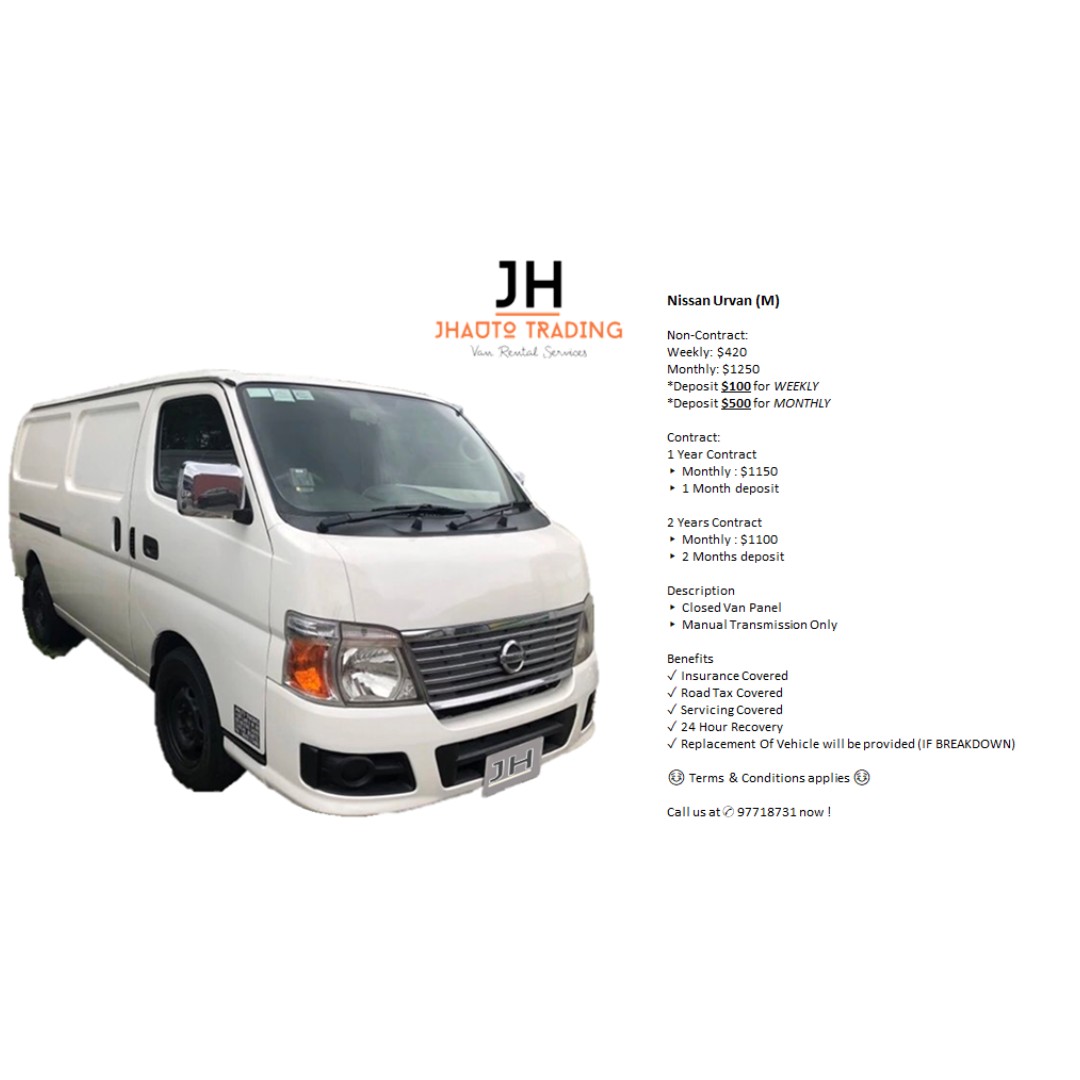 Cheap Van Rental Nissan Urvan Cars Commercial Vehicles