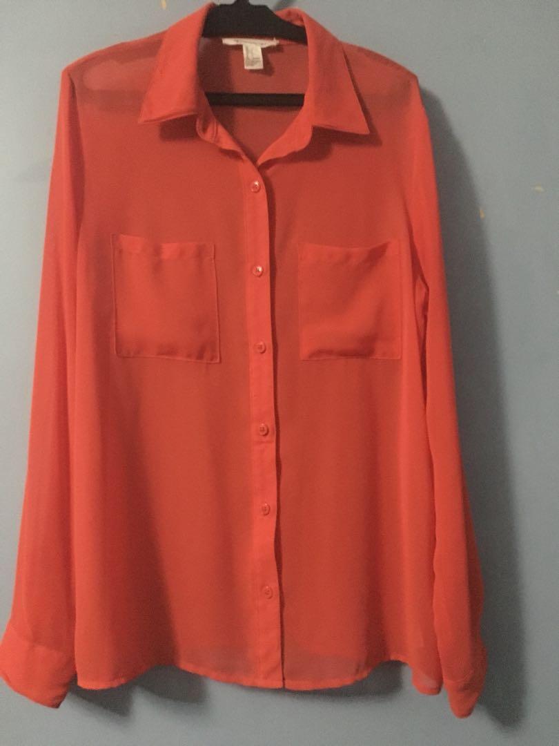 orange long sleeve shirt forever 21