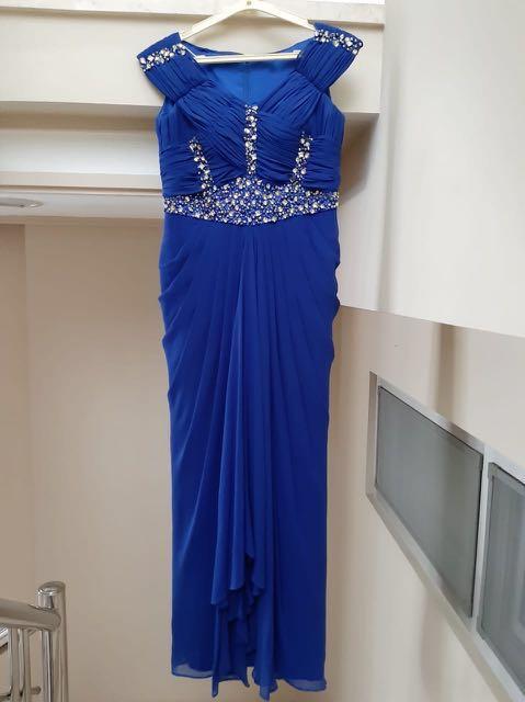 Gaun Pesta Biru Panjang Long Evening Gown In Blue Fesyen Wanita Pakaian Wanita Gaun And Rok Di 