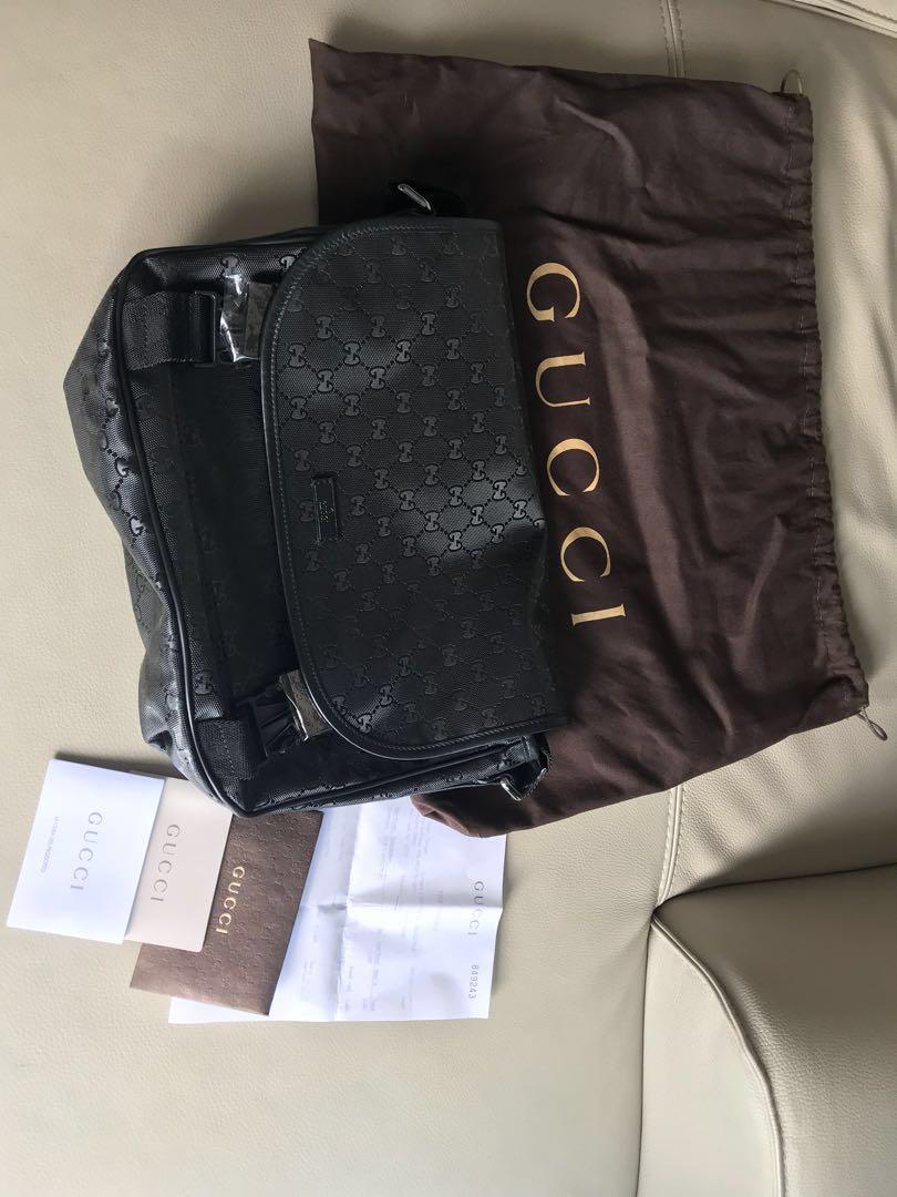 Gucci Black Imprime Monogram Flap Medium Messenger Bag (201732)