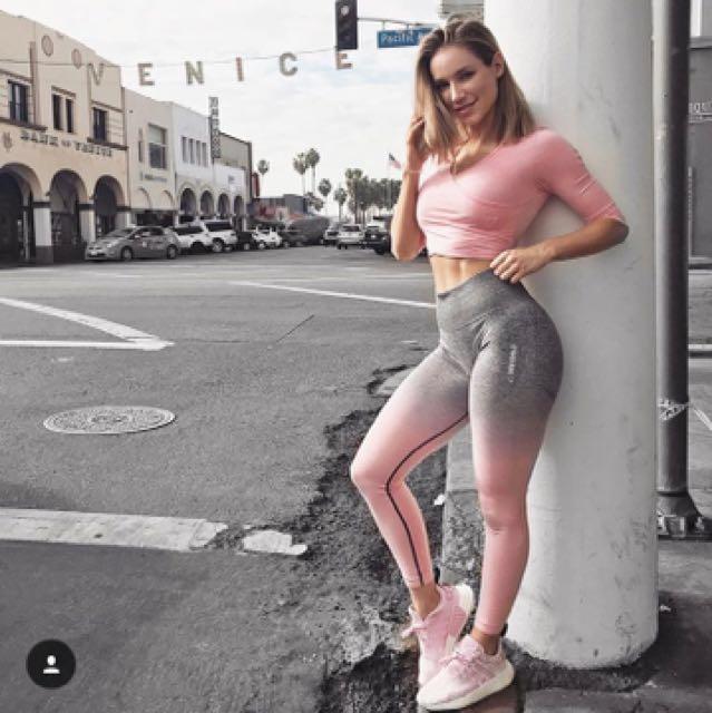 pink and gray leggings