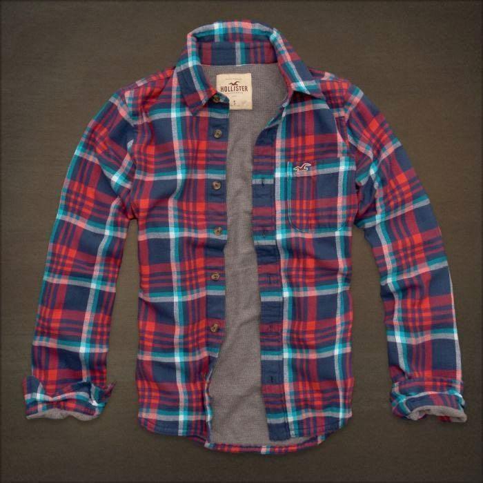 hollister red and blue flannel
