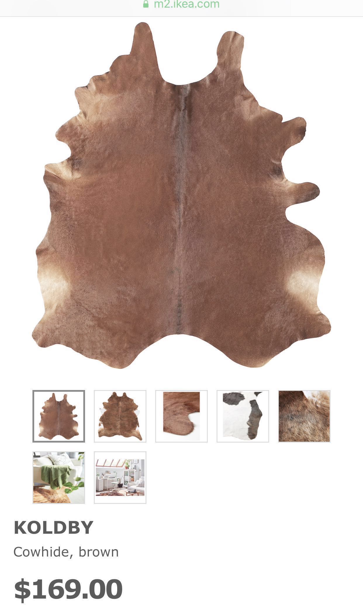 IKEA Koldby BeigeBrown Cowhide Rug *Reduced*, Furniture & Home Living