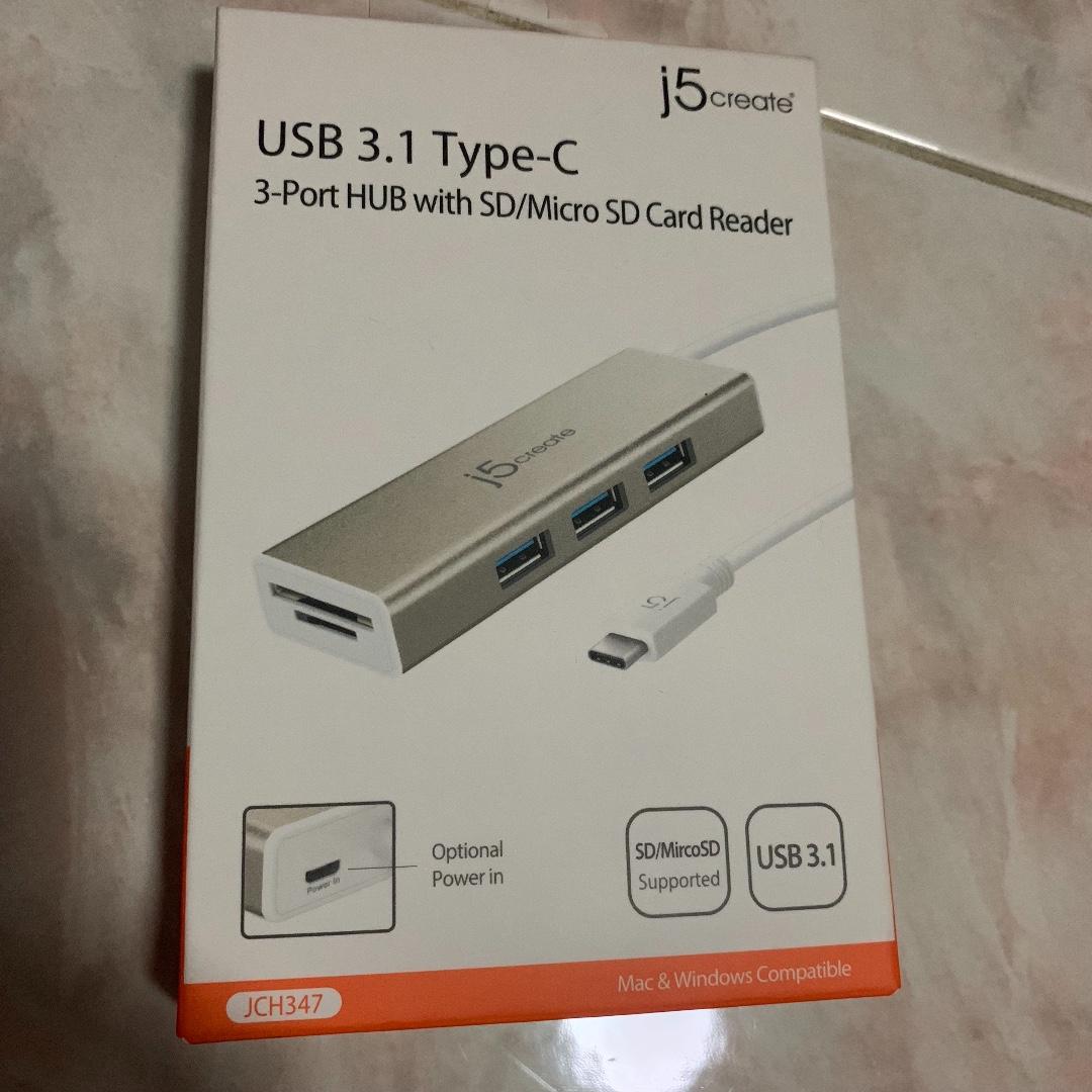 J5create Jch347 Usb 3 1 Type C 3 Port Hub With Sd Micro Sd Card Reader Electronics Computers Others On Carousell
