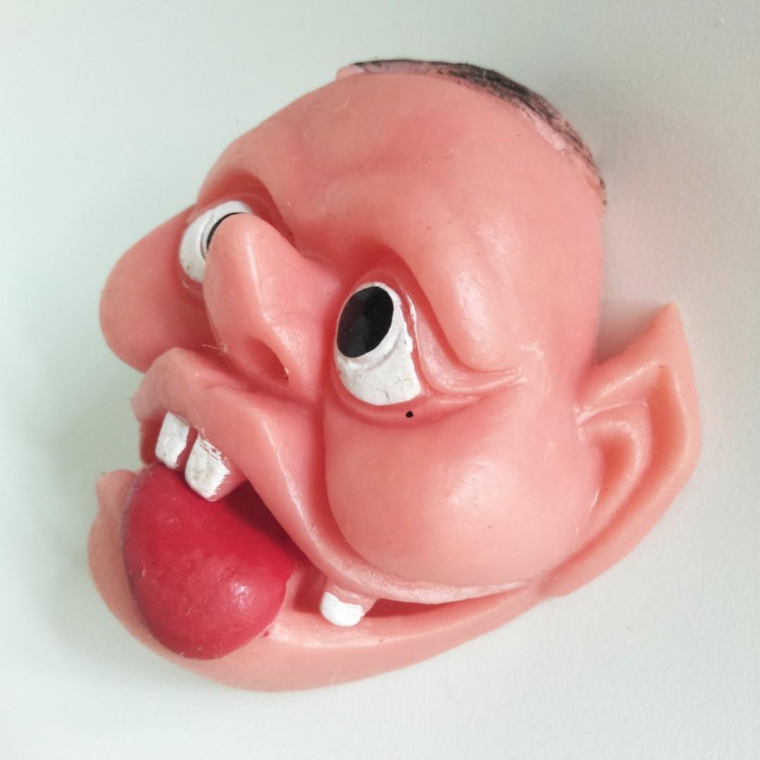 Jiggler Vintage Ugly Weird Man No. 2 Face Finger Puppet Rubber Jiggly