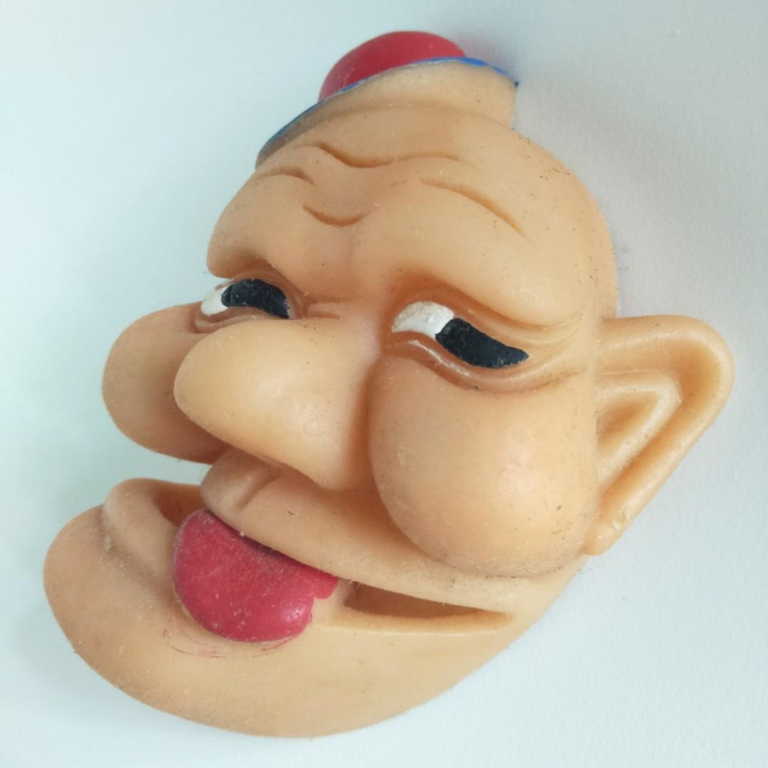 Jiggler Vintage Ugly Weird Man Face Finger Puppet Rubber Jiggly Toy
