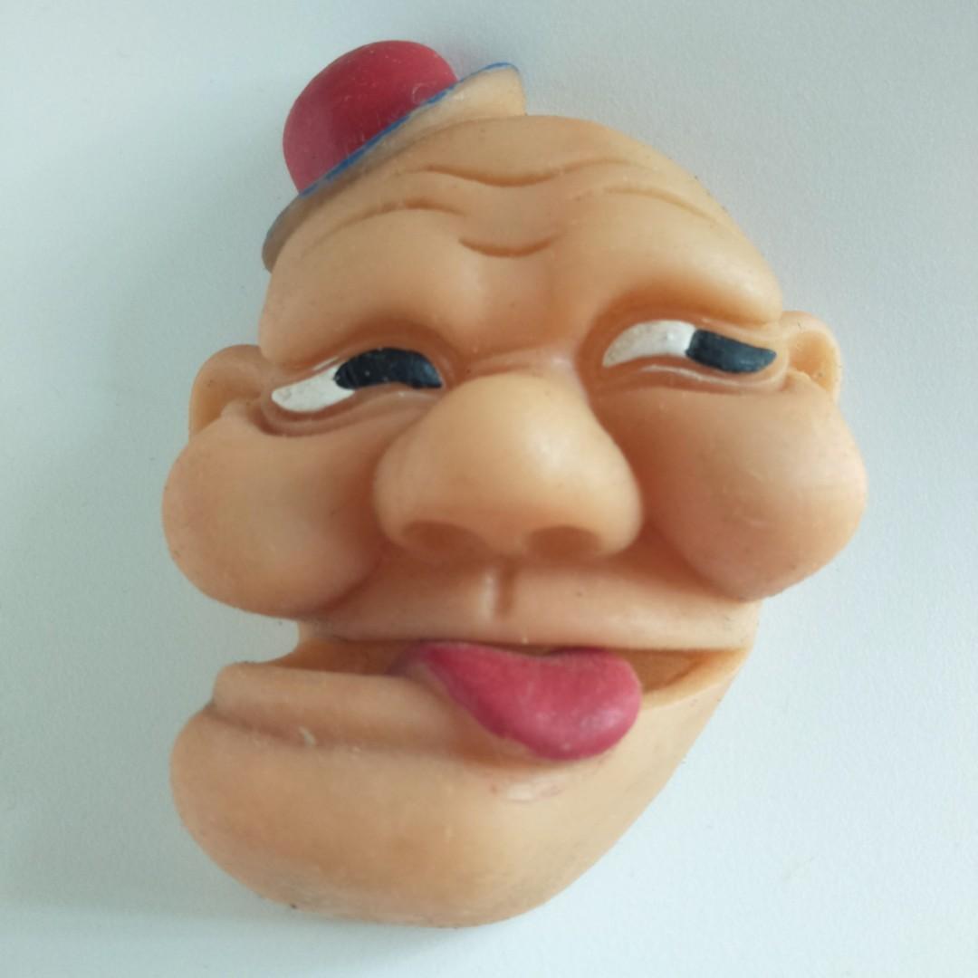 Jiggler Vintage Ugly Weird Man Face Finger Puppet Rubber Jiggly Toy