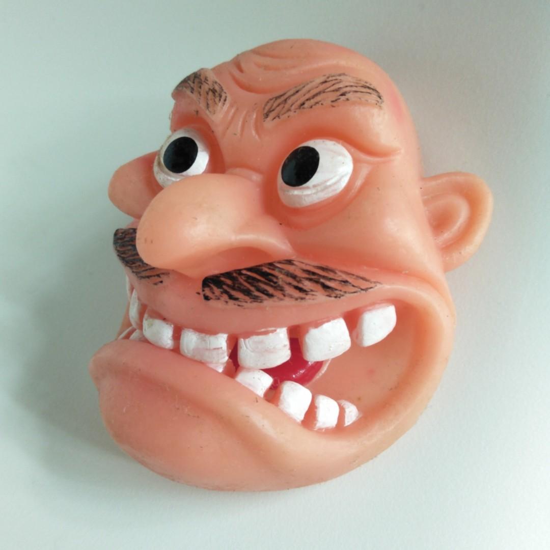 Jiggler Vintage Ugly Weird Man No. 3 Face Finger Puppet Rubber Jiggly