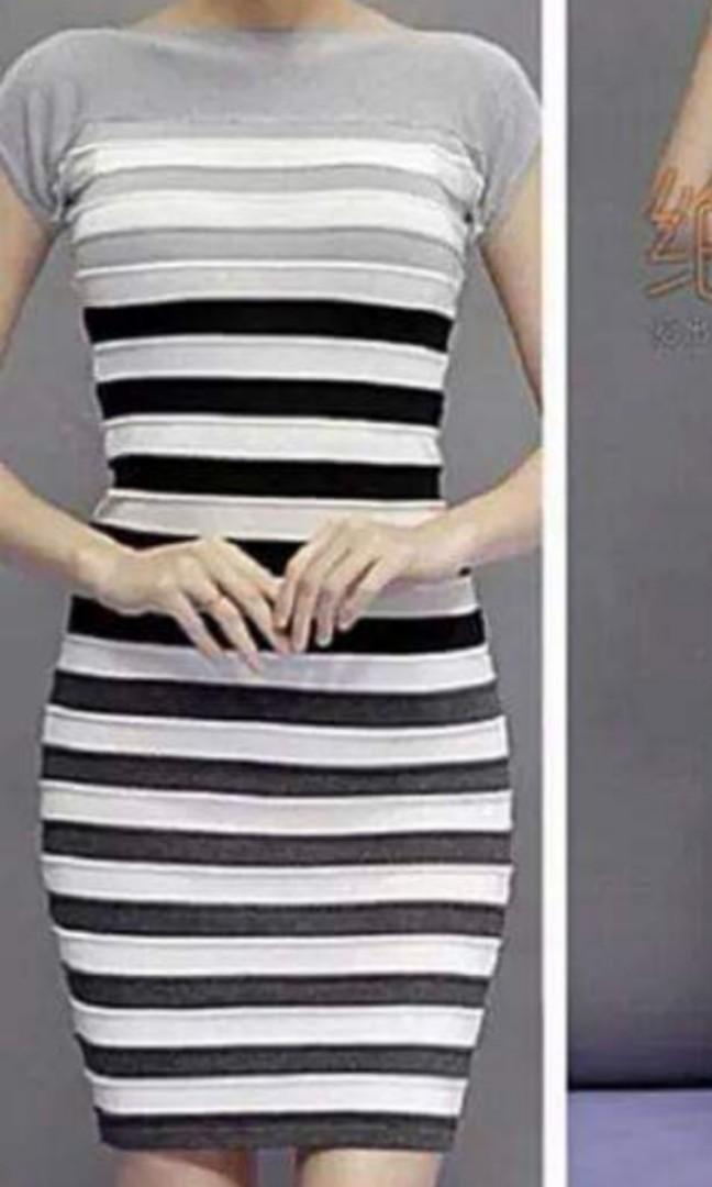 200php - "Repriced" Stripes Dress grey to black (Category: Maternity wear) located in Manila. Submitted by jean2191 (Listing ID 224348968, Image 1). Description: Malakas maka sexy very fitted.