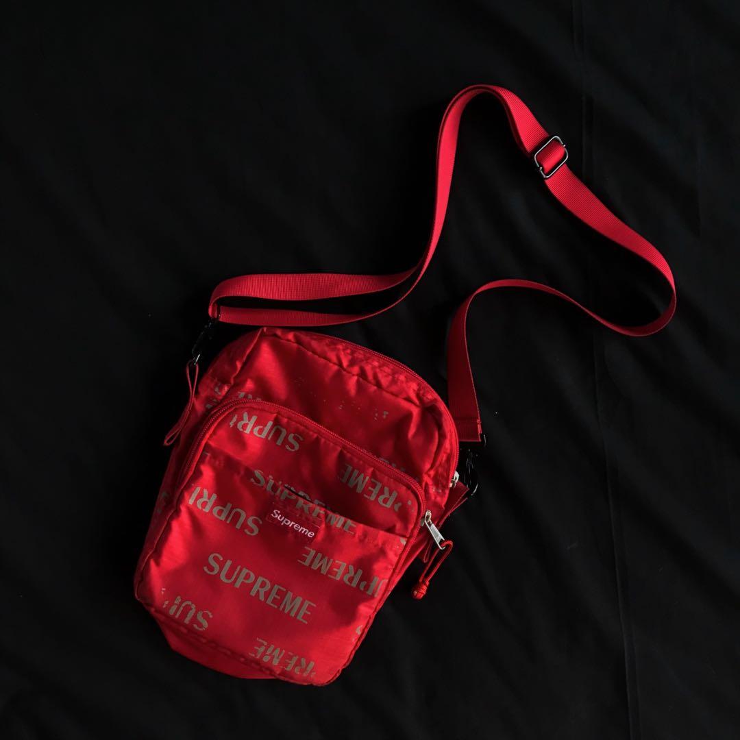 Supreme 3M Reflective Repeat Shoulder Bag Red FW16, Fesyen Pria