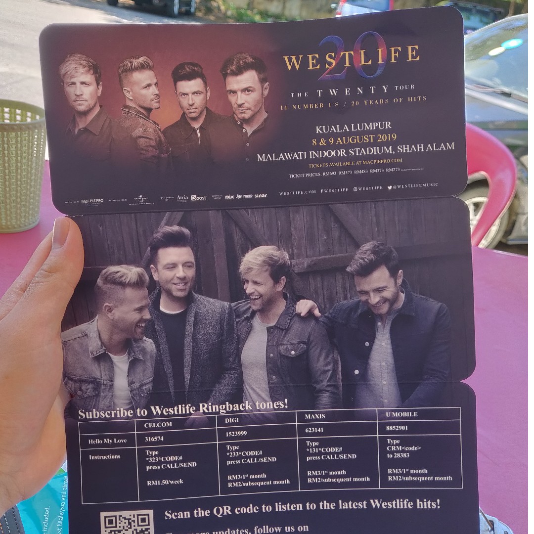Vip 1 Westlife Day 2 One Ticket Left Tickets Vouchers Event Tickets On Carousell