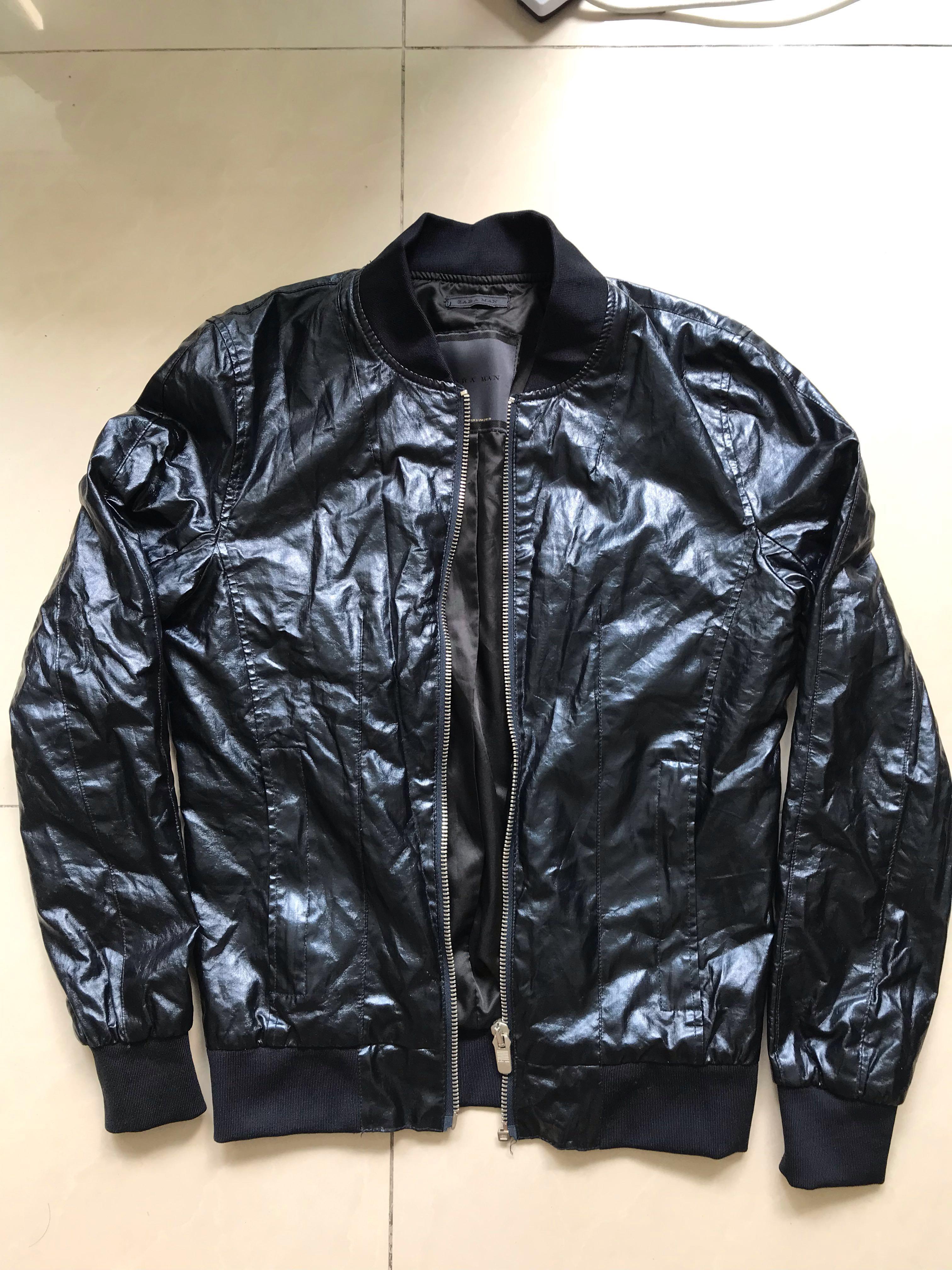 zara black shiny jacket