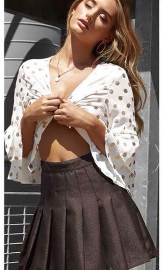 Popcherry Size S(8) Grey Pleat Skirt