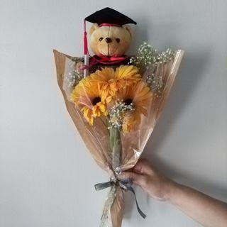 Gerbera with Graduation Bear