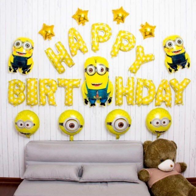 Instock Happy Birthday Party Decor Balloon Sets Minions